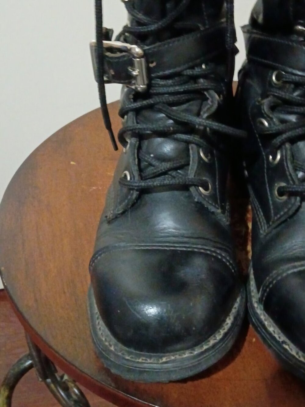 Harley Davidson Lace up Bucke up Motorcycle Boots Size 6D Vintage Made in USA - Picture 8 of 14